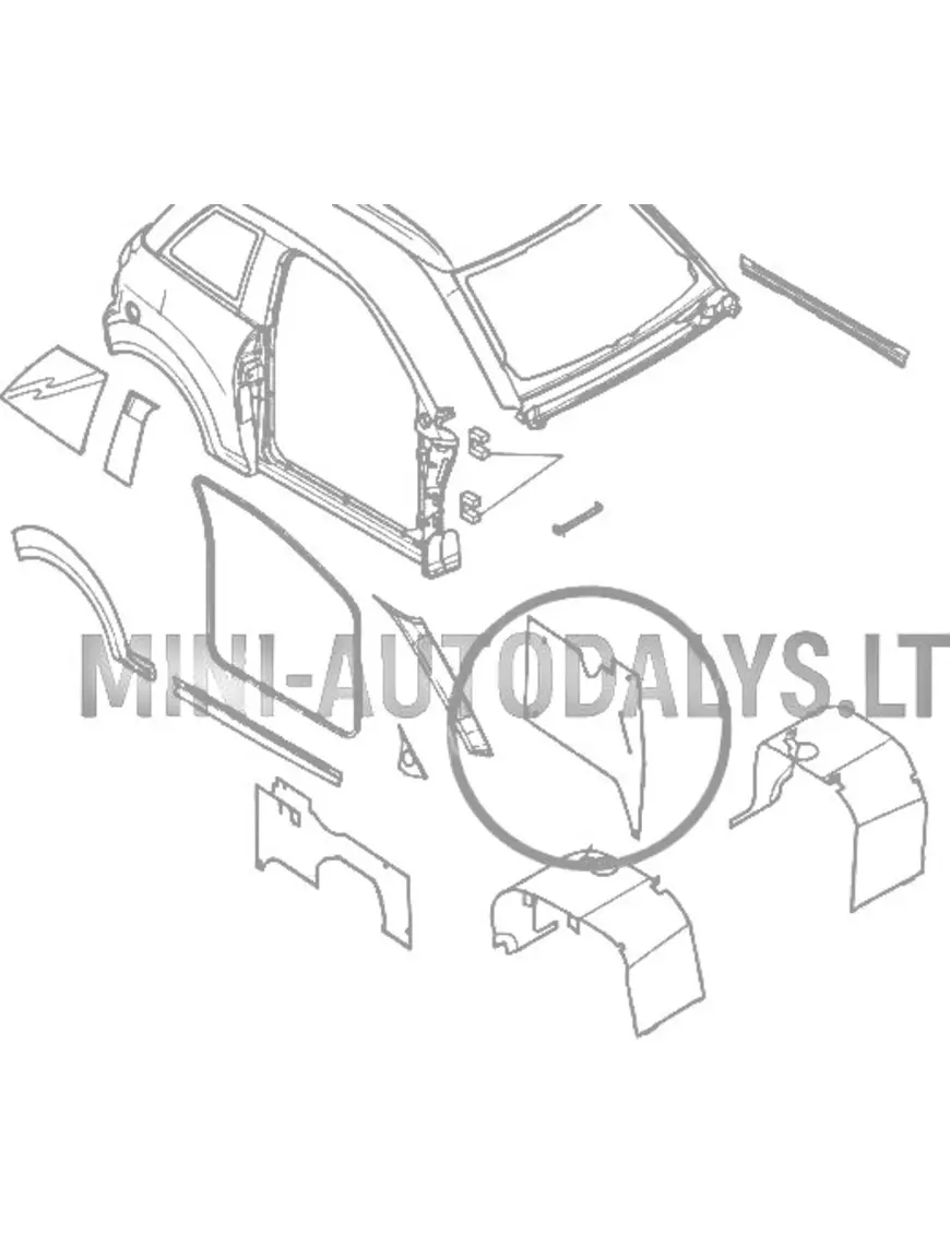 Microcar M8 iekšējais kreisās puses aizmugurējais spārns