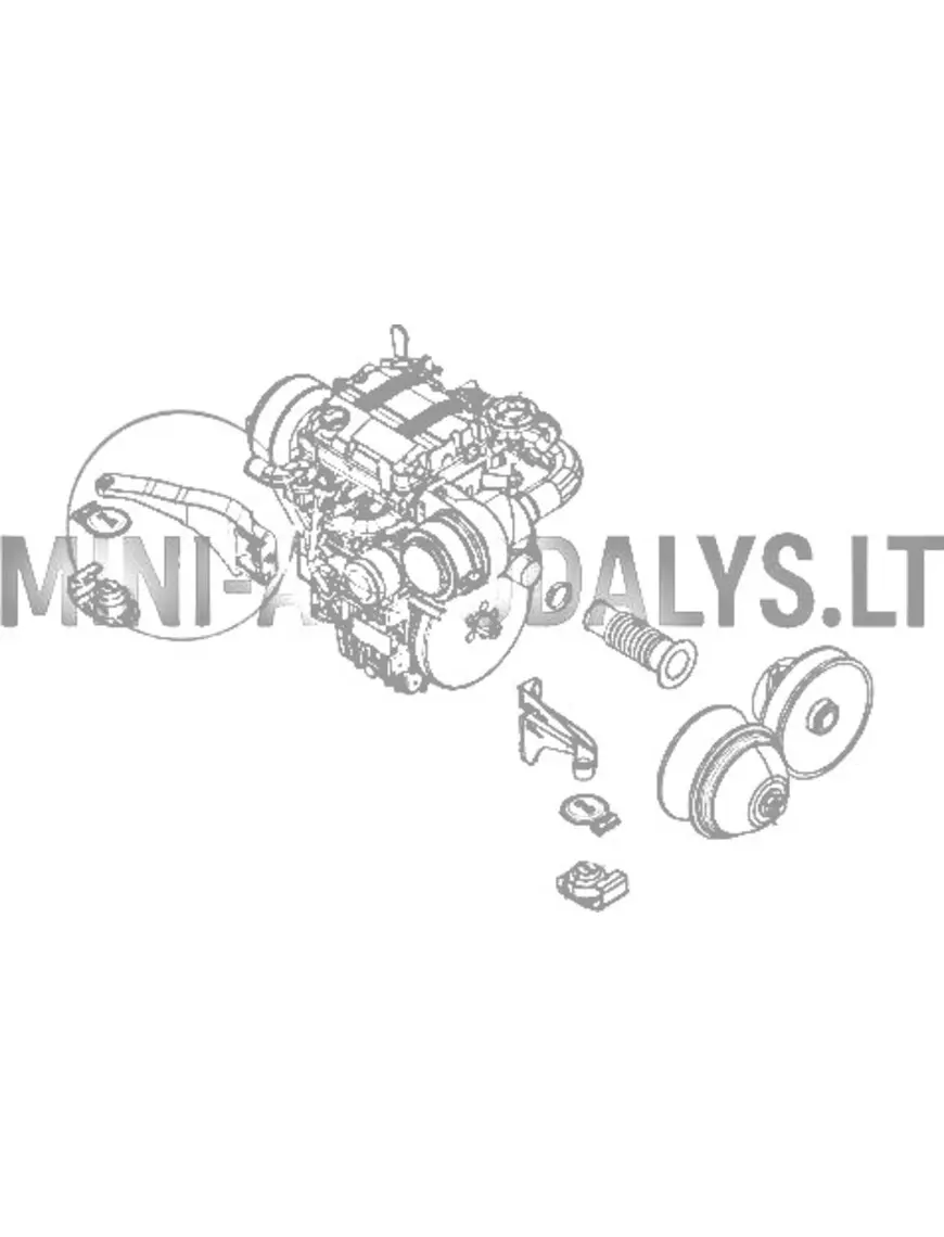 Priekšējais labais dzinēja stiprinājums Ligier / Microcar (Lombardini 502 Progress)