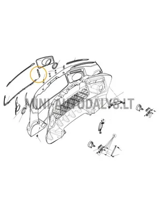 Hromētas restes priekšējā bampera labajā pusē Ligier JS50/JS50L Ph1